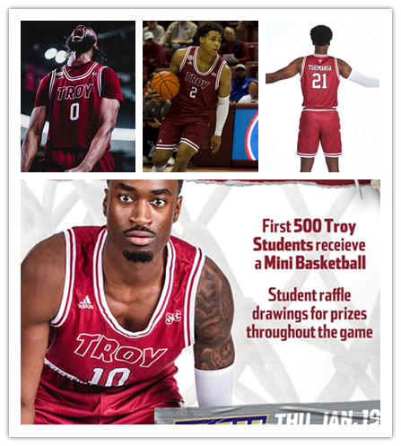 Mens Youth Troy Trojans Custom Adidas Cardinal College Basketball Game Jersey
