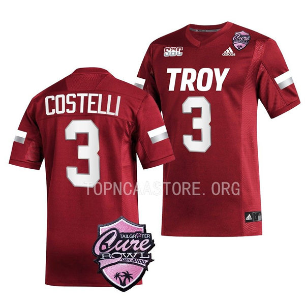 Mens Youth Troy Trojans #3 Peter Costelli Adidas Cardinal College Football Game Jersey