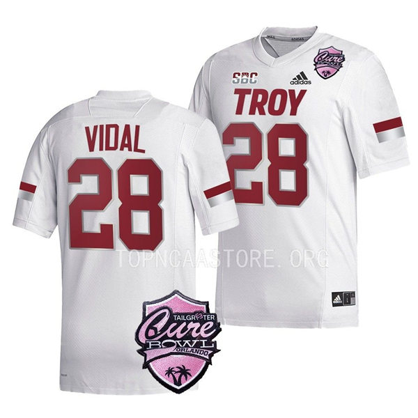 Mens Youth Troy Trojans #28 Kimani Vidal Adidas White College Football Game Jersey