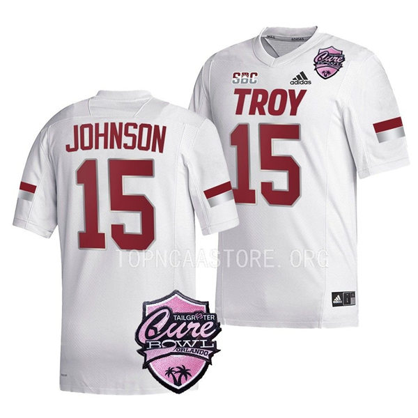 Mens Youth Troy Trojans #15 Tez Johnson Adidas White College Football Game Jersey