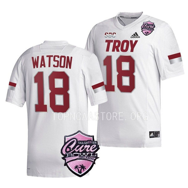Mens Youth Troy Trojans #18 Gunnar Watson Adidas White College Football Game Jersey