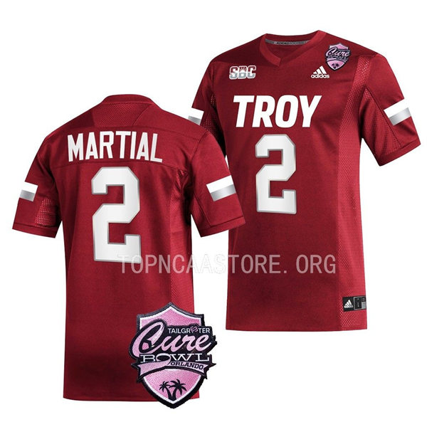 Mens Youth Troy Trojans #2 Carlton Martial Adidas Cardinal College Football Game Jersey