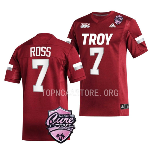 Mens Youth Troy Trojans #7 Devonte Ross Adidas Cardinal College Football Game Jersey