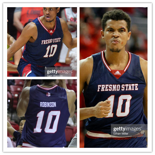 Mens Youth Fresno State Bulldogs #10 Orlando Robinson Adidas Navy College Basketball Jersey(2)