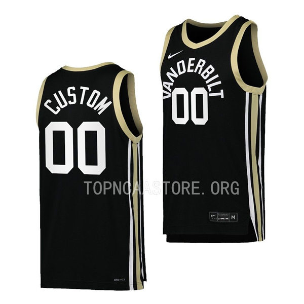 Mens Youth Vanderbilt Commodores Custom Nike 2023 Black College Basketball Retro Jersey