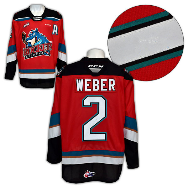 Mens Kelowna Rockets #2 Shea Weber CCM Red WHL Hockey Jersey