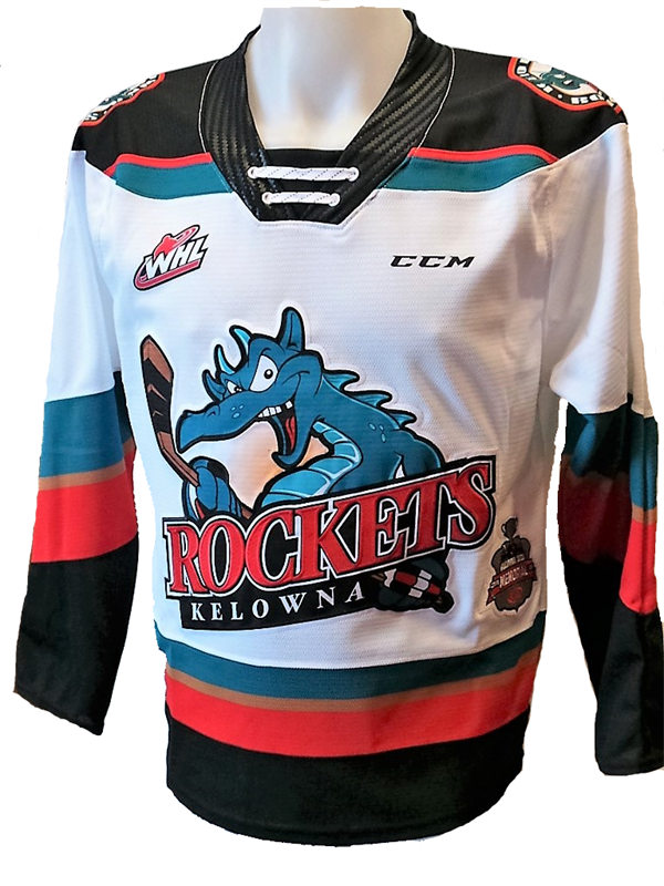 Mens Kelowna Rockets Custom CCM White WHL Hockey Jersey