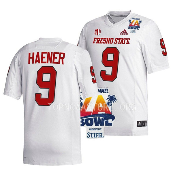 Mens Youth Fresno State Bulldogs #9 Jake Haener Adidas White College Football 2022 LA Bowl Game Jersey