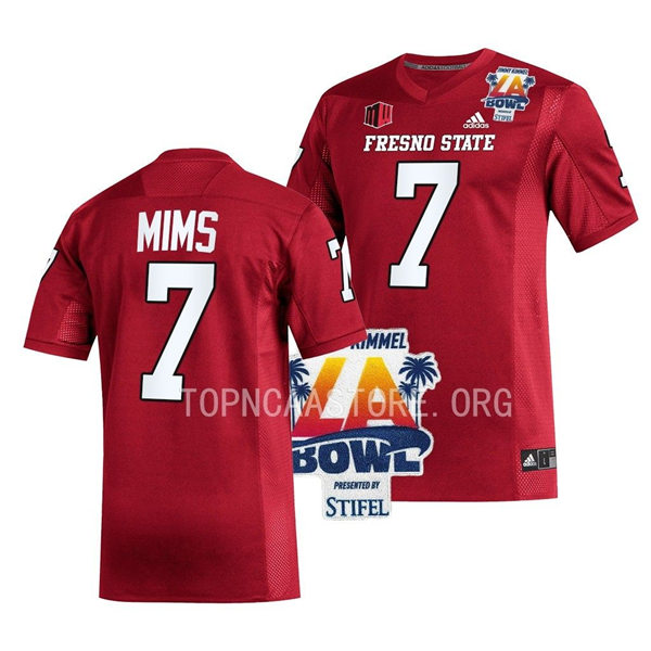 Mens Youth Fresno State Bulldogs #7 Jordan Mims Adidas Red College Football 2022 LA Bowl Game Jersey