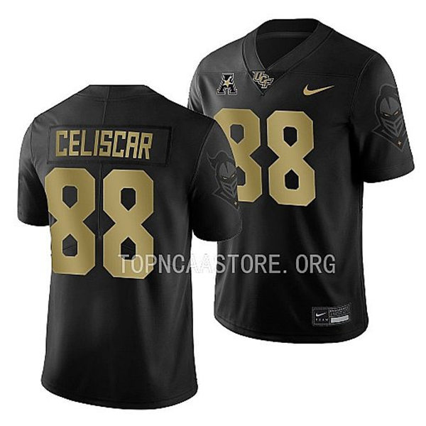 Mens Youth UCF Knights #88 Josh Celiscar Nike Black Gold Alternate 2022 College Football Game Jersey