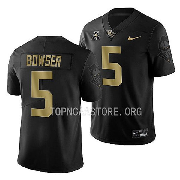 Mens Youth UCF Knights #5 Isaiah Bowser Nike Black Gold Alternate 2022 College Football Game Jersey