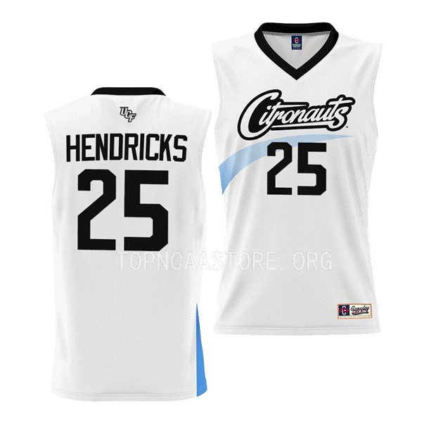 Mens Youth UCF Knights #25 Taylor Hendricks White 2023 Space Game Basketball Jersey