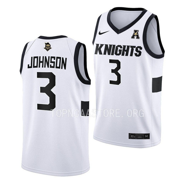 Mens Youth UCF Knights #3 Darius Johnson Nike White 2022 College Basketball Game Jersey