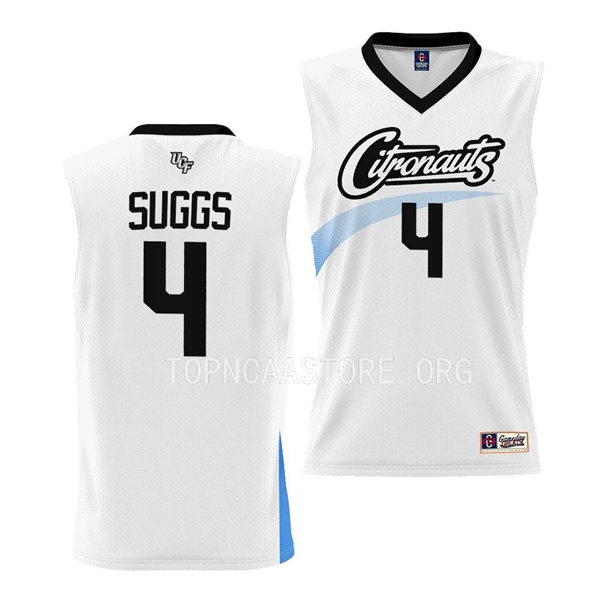 Mens Youth UCF Knights #4 Brandon Suggs White 2023 Space Game Basketball Jersey