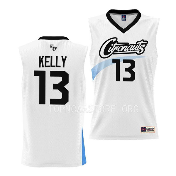 Mens Youth UCF Knights #13 C.J. Kelly White 2023 Space Game Basketball Jersey