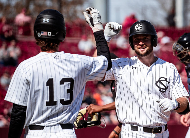 Mens Youth South Carolina Gamecocks Custom White Black Pinstripe Full Button Baseball Game Jersey