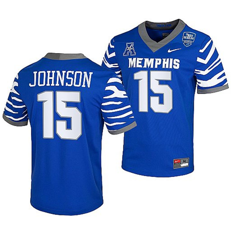 Men's Youth Memphis Tigers #15 Quindell Johnson Nike 2022 Royal College Football Game Jersey