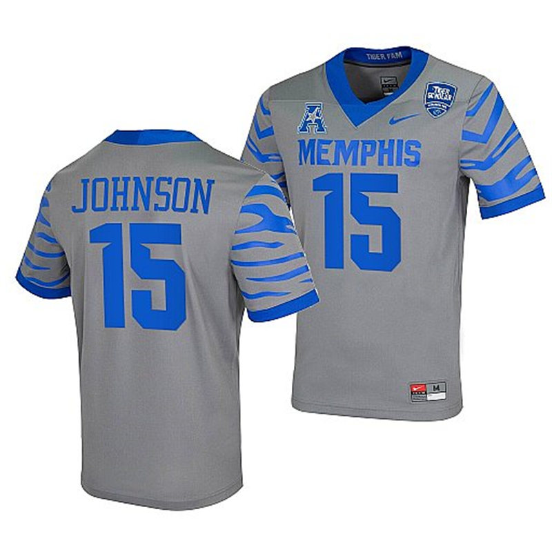 Men's Youth Memphis Tigers #15 Quindell Johnson Nike 2022 Grey College Football Game Jersey