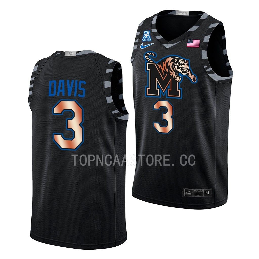 Mens Youth Memphis Tigers #3 Kendric Davis Nike 2023 Black Copper College Basketball Limited Jersey