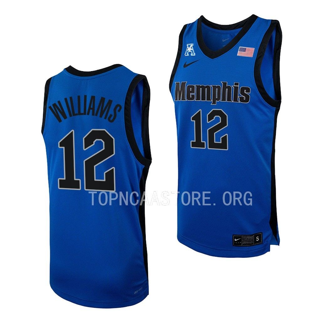 Mens Youth Memphis Tigers #12 DeAndre Williams Nike 2023 Royal Black College Basketball Game Jersey