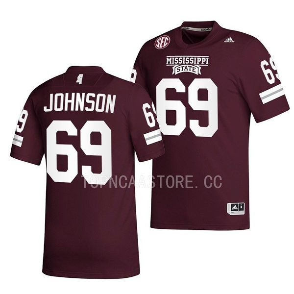Mens Youth Mississippi State Bulldogs #69 Kwatrivous Johnson Adidas 2022 Maroon Football Game Jersey 