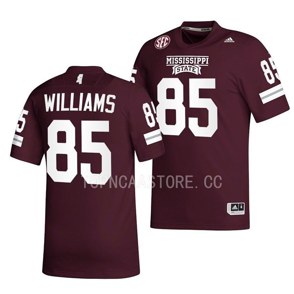 Mens Youth Mississippi State Bulldogs #85 Austin Williams Adidas 2022 Maroon Football Game Jersey 