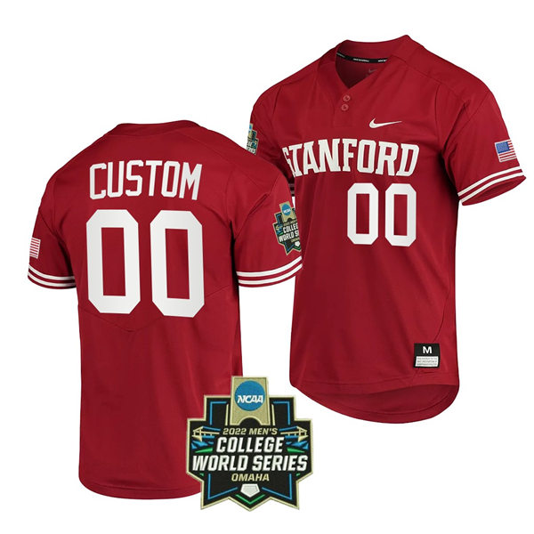 Mens Youth Stanford Cardinal Custom Nike two-Button Pullover 2022 College Baseball World Series Game Jersey Cardinal 