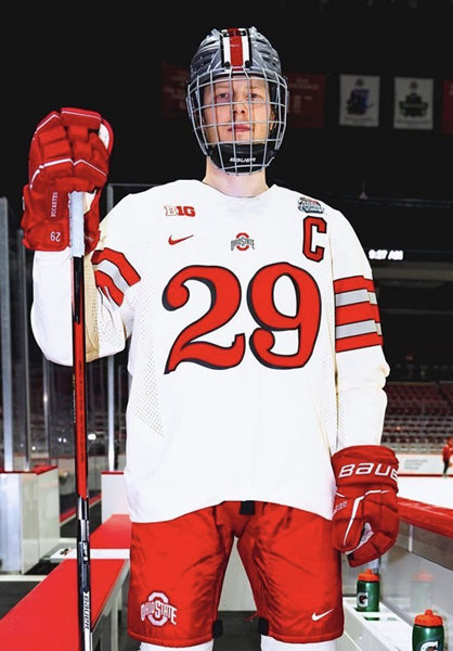 Mens Youth Ohio State Buckeyes Custom Nike White FACEOFF ON THE LAKE UNIFORM Hockey Jersey