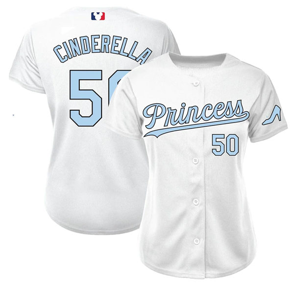 Mens Youth Disney Custom Princess Cindy Baseball Jersey White 