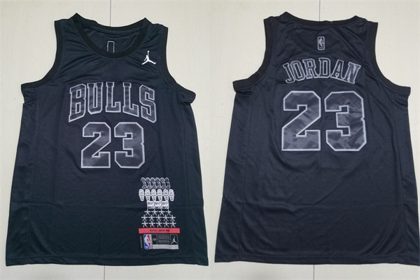 Mens Chicago Bulls #23 Michael Jordan Black 6 Times NBA Finals MVP Jersey