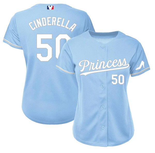 Mens Youth Disney #50 Cinderella Princess Cindy Baseball Jersey Blue