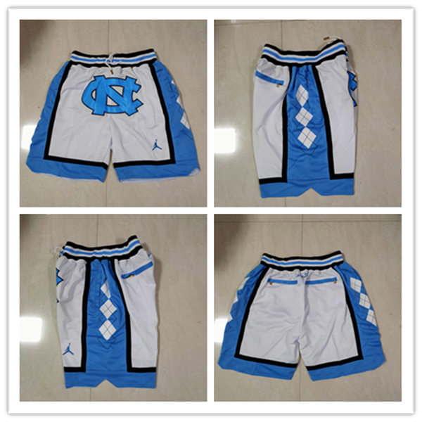 Men's North Carolina Tar Heels Embroidered Shorts White Royal