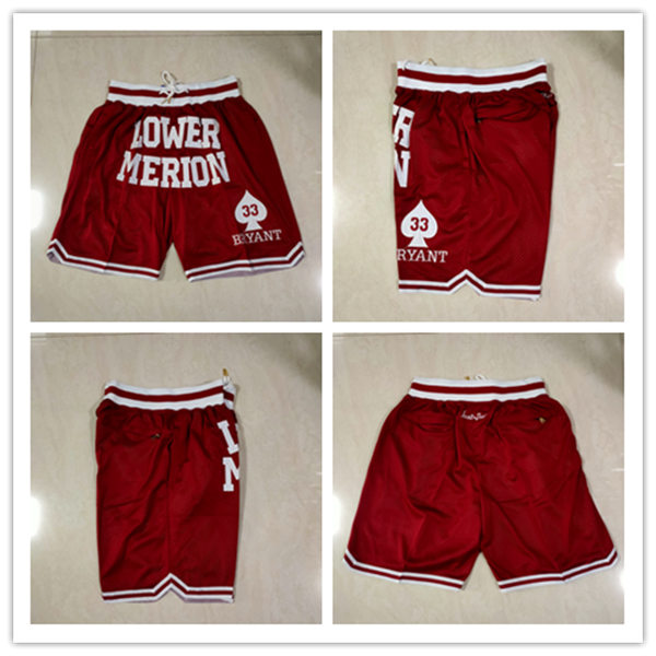 Men's Lower Merion #33 Kobe Bryant Red Shorts 