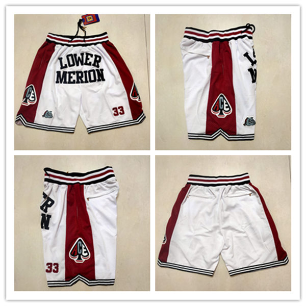 Men's Lower Merion #33 Kobe Bryant White Shorts 