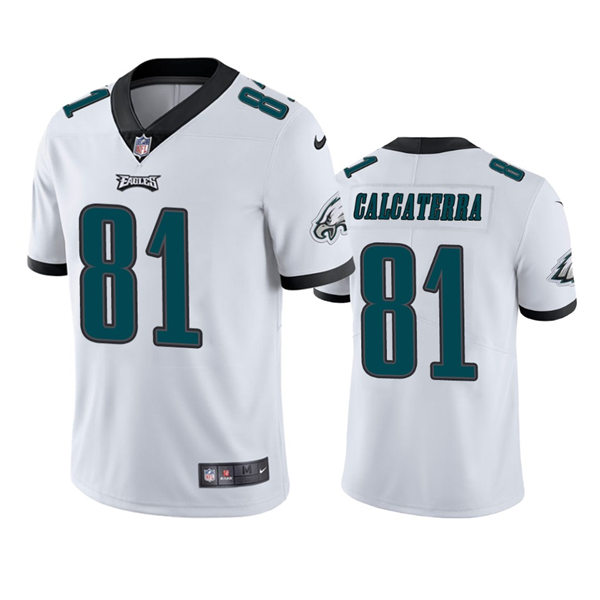 Mens Philadelphia Eagles #81 Grant Calcaterra Nike White Vapor Limited Player Jersey