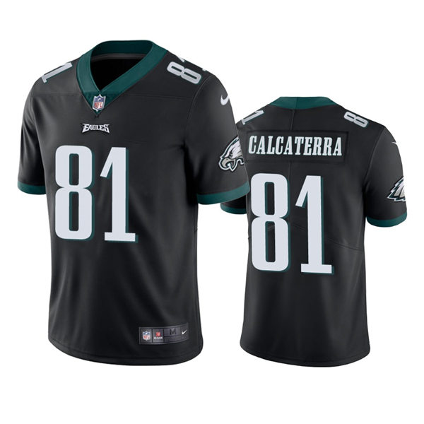 Mens Philadelphia Eagles #81 Grant Calcaterra Nike Black Vapor Limited Player Jersey