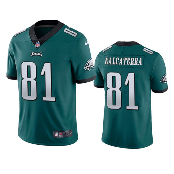 Mens Philadelphia Eagles #81 Grant Calcaterr Nike Midnight Green Vapor Limited Player Jersey