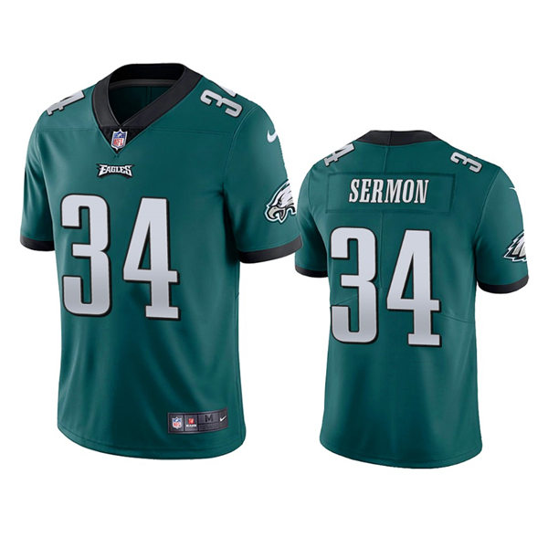 Mens Philadelphia Eagles #34 Trey Sermon Nike Midnight Green Vapor Limited Player Jersey