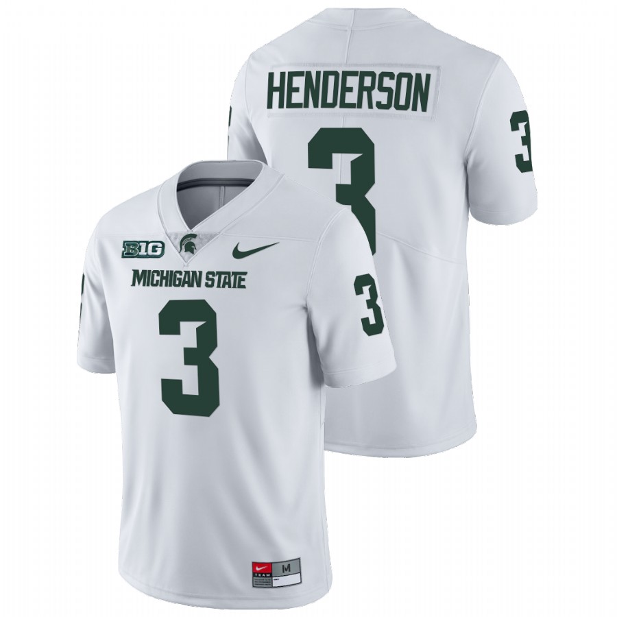 Mens Michigan State Spartans #3 Xavier Henderson Nike White College Game Football Jersey