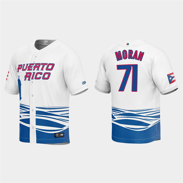 Mens Youth Puerto Rico #71 Jovani Moran 2023 World Baseball Classic Replica Jersey - White