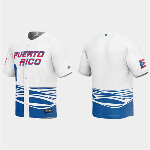Mens Youth Puerto Rico Blank 2023 World Baseball Classic Replica Jersey - White