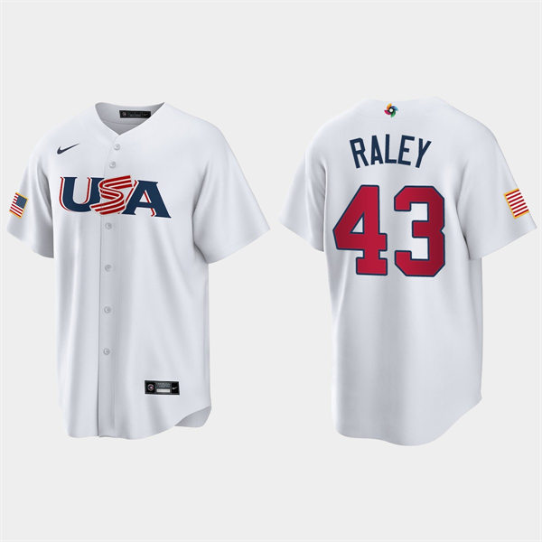 Mens Youth USA #43 Brooks Raley 2023 World Baseball Classic Replica Jersey - White