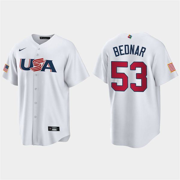Mens Youth USA #53 David Bednar 2023 World Baseball Classic Replica Jersey - White