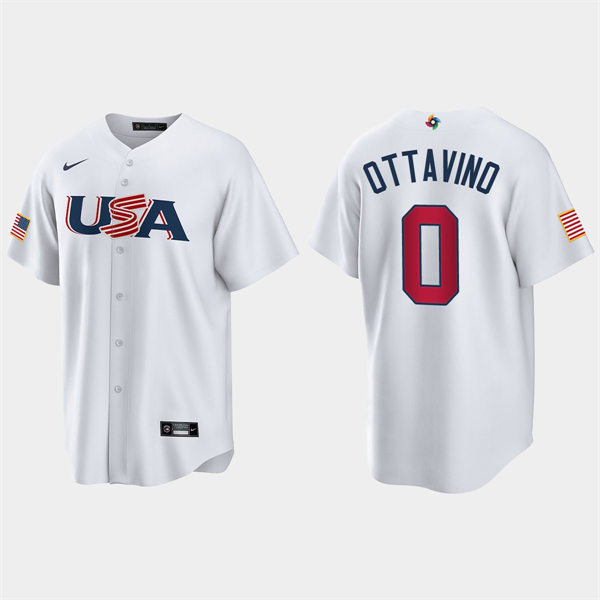 Mens Youth USA #0 Adam Ottavino 2023 World Baseball Classic Replica Jersey - White