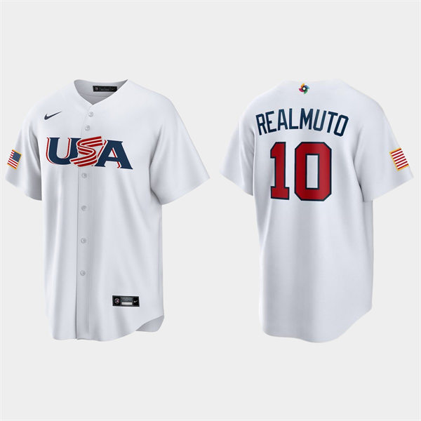 Mens Youth USA #10 J.T. Realmuto 2023 World Baseball Classic Replica Jersey - White
