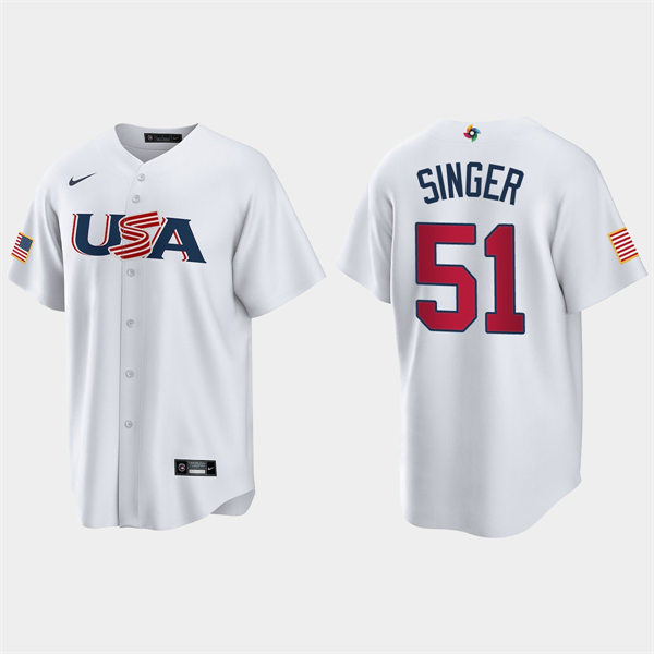 Mens Youth USA #51 Brady Singer 2023 World Baseball Classic Replica Jersey - White