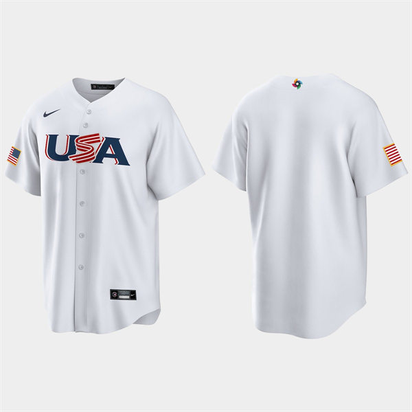 Mens Youth USA Blank 2023 World Baseball Classic USA Team Jersey - White