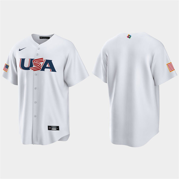 Mens Youth USA Blank 2023 World Baseball Classic USA Team Jersey - White