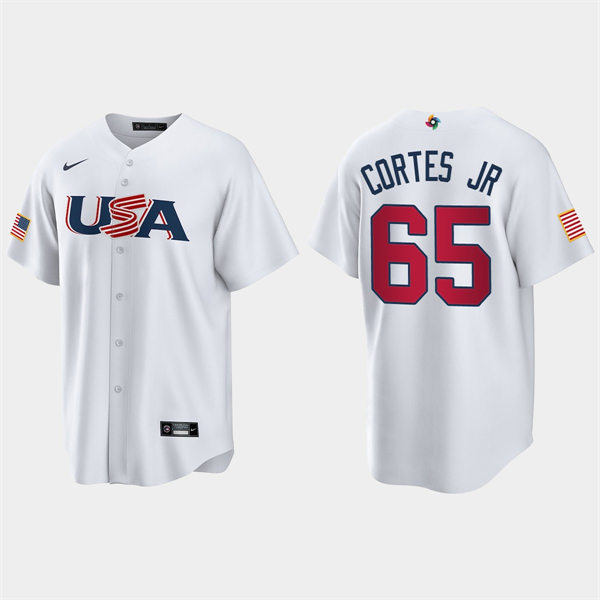 Mens Youth USA #65 Nestor Cortes Jr. 2023 World Baseball Classic Replica Jersey - White