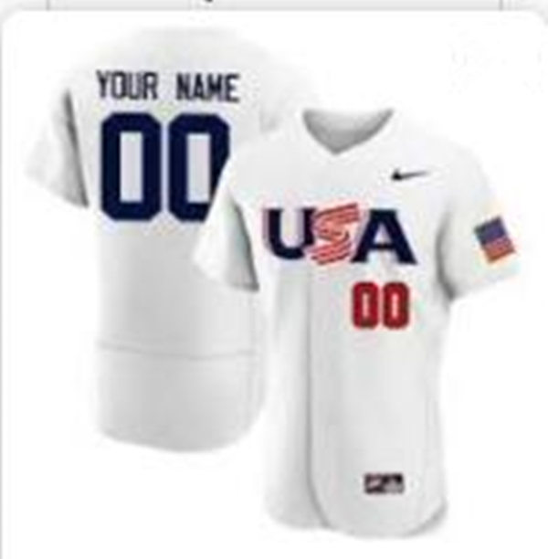 Mens Youth USA Custom Nike White 2023 World Baseball Classic Game Jersey